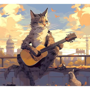 Acrylic Paint By Numbers Town Artist Cats Painting By Numbers on Canvas Coloring By Number for Adults Paint Digital Art