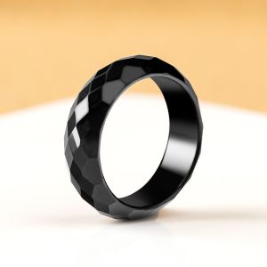 TIMESWIND Ethnic Style Natural Jade Black Simple Men Ring with Certificate Y1R
