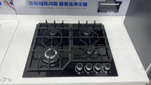 4 Burners Black Tempered Glass Gas Cooktop Heavy Duty Cast Iron Support LPG Compatible Easy To Clean Built-in Kitchen Gas Stove