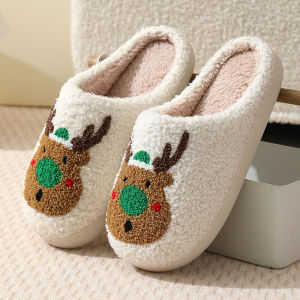 Christmas Plush Slippers Bulk Order - Winter House Shoes for Women & Couples Cozy Non-Slip Indoor Slides with Festive Design