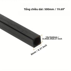 Ống Vuông Sợi Carbon 2x2x1mm-10x10x8mm Gói Đa Dạng Kích Thước Chiều Dài 500mm Dùng Cho Các Dự Án Ống.