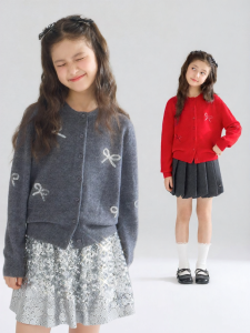 MUCMUKN | 3D Sequin Bow 100% Wool Cardigan Sweater