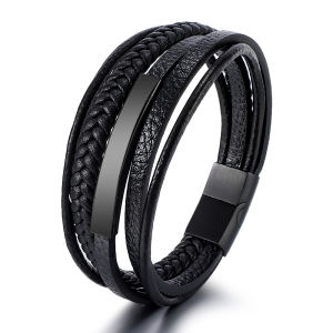 New Style Hand-woven Multi-layer Combination Accessory Fashion Man Jewelry Wholesale Classic Mens Leather Bracelet