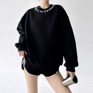 MUYUZI | Oversized Long Sleeve Women T-Shirt Sweater Loose Fit Round Neck