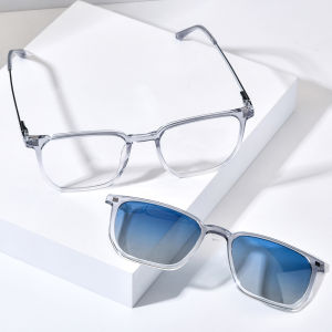 NIANZHEN แว่นตาคลิปแว่นตากันแดดสี่เหลี่ยมสำหรับผู้ชายเลนส์กันแสงอาทิตย์โพลาไรซ์ไล่ระดับสีโครงแว่นตาโลหะผสม TR90แว่นตาเบาพิเศษ2181