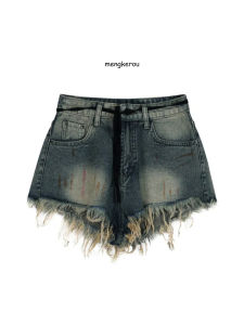 Retro American Style Denim Shorts Womens Distressed Stylish Niche Style Ultra Short Hot Pants Denim A- line Small Pants