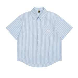 Loose Cotton Polo Shirt Mens Short Sleeve Embroidered Striped Summer Fashion Brand Street Style Casual Wear Polyester Blend