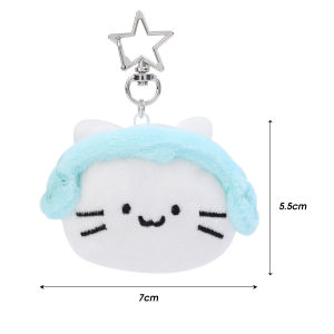 【♡Lovely girls house♡】Dễ thương mèo với tai nghe Keychain búp bê vải nhung Túi Đồ chơi Mặt Dây chuyền móc treo chìa khóa sinh viên bạn bè quà tặng