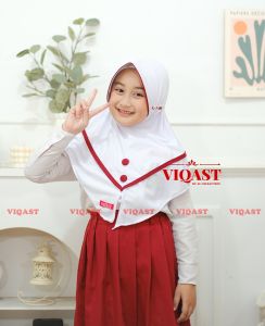 Jilbab Anak Sekolah SD ELSHA Kancing Tali Serut & Kerudung Sekolah Anak SD Tali Serut