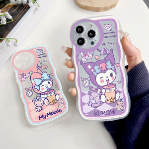 Hontinga Casing Case For VIVO V17 V9 Y85 V5 Lite V5S V5 Plus Y81 Y81i Case Transparent Clear Cases Anime My Melody Kuromi Soft Silicone Wavy Rubber Cases Back Cover Phone Case Softcase Casing For Girls
