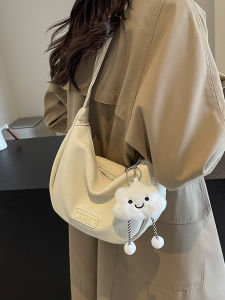 Large Capacity Dumpling Shape Crossbody Bag for Women Soft Leather Wide Strap Casual Commuter Armpit Bag Moon Tooth Bag