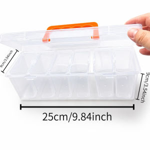 Transparent Multifunctional Storage Box with One Large And Six Small Compartments Stackable Lidded Organizer for Home And Office