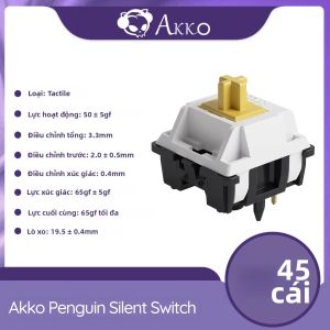 Akko | Akko Penguin Switch 5 Pin 50gf Xúc Giác Im Lặng Cho Bàn Phím Cơ MX Tương Thích Chính Thức Gõ 45 Chiếc Bàn Phím Nhựa Switch