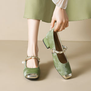 MIFEI | Sheepskin Retro Chinese Style Autumn Low-Cut Mary Jane Flats