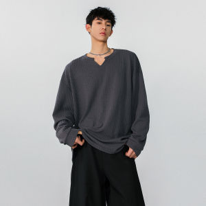 Cleanfit เสื้อยืดคอกลมแขนยาวสีดำ ทรงหลวม สำหรับผู้ชาย ฤดูใบไม้ร่วง/ฤดูหนาว ใหม่ล่าสุด เสื้อเชิ้ตแขนยาวแบบลำลอง