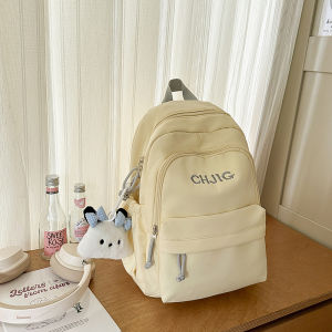 กระเป๋าเป้สะพายหลังผู้หญิงความจุขนาดใหญ่ กระเป๋าใส่หนังสือ กระเป๋าสะพายไหล่ผ้าใบ กระเป๋าเป้สะพายหลังสไตล์เรียบง่ายสำหรับนักเรียนมัธยมปลาย