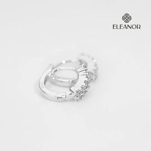 Bông tai nữ chuôi bạc 925 Eleanor Accessories khuyên tai viền đính đá phụ kiện trang sức 5891