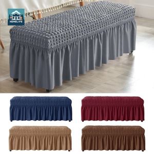 Seersucker Bench Cover for Living Home Dining Room Bedroom Piano Stretch Bubble Fabric Long Seat Covers Washable Decor
