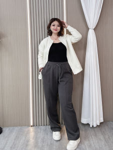 plus Size Womens Sporty Straight Leg Casual Pants Elastic Waist Loose Fit Slimming Autumn Winter Fashion High Waist Trousers