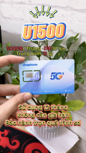 Sim 4G Vinaphone U1500 Trọn Gói 12 Tháng 500GB 1 Tháng - Sử Dụng Không Giới Hạn - BẢO HÀNH 1 ĐỔI 1 | FREESHIP - CHƯA KÍCH HOẠT