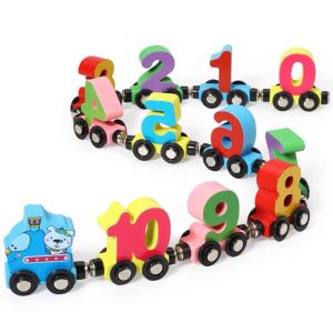 Education Toys Magnetic Wood Alphabet Number Animal Train Early Learning Vehicle Block Compatible Colorful Boy Girl Gift