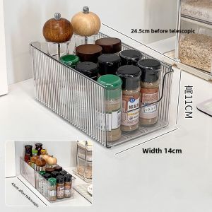 Kitchen Cabinet Internal Retractable Divider Storage Box Spice Organizer Plastic Material Universal Scene Application