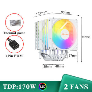 AM4 CPU Air Cooler 4Pin PWM White 6 Heat Pipes Cooling Fan for Intel LGA 1700 1200 1150 1151 1155 2011 X79 X99 1366 AMD AM5 AM3