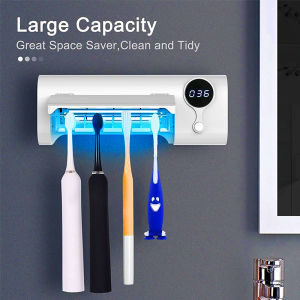 UV toothbrush disinfector with disinfection and timing functions rechargeable toothbrush cleaner non perforated bathroom toothbrush holder wall mounted toothbrush disinfector