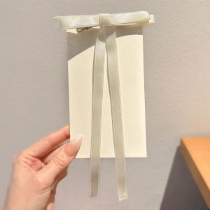 NING ZHOU | Black Bow Ribbon Hair Clip Half Up Hairstyle Non-mark Duckbill Clip