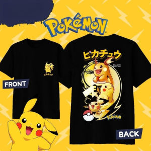 Bandai | 2025 Summer Pokémon Anime KAOS PIKACHU EVOLUTION 100% Pure Cotton Printed T-shirt Men Loose Casual Versatile Short-sleeved Top