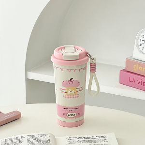 2025 แก้วกาแฟรักษาความร้อนแบบพกพาสีสันสดใสพร้อมด้ามจับแบบดูดไดรฟ์สำหรับผู้หญิง แก้วน้ำทรงแอปเปิ้ล