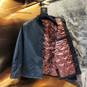 New Chinese Style Mens Cotton Jacket Autumn Winter Slim Fit Button up Casual Top Retro National Style Thickened Silk Cotton