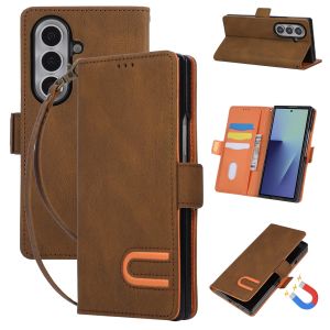 szhaiyu | Retro Leather Phone Case for Samsung Galaxy Z Fold 8 Ultra 7 6 5 4 Fold7 Wrist Strap Flip Wallet Card Slot Holder Stand Cover