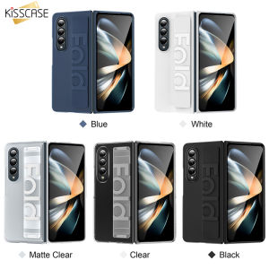 KISSCASE Luxury Silicone Elastic Wrist Strap Folding Case For Samsung Z Fold5 5G Galazxy Z Fold5 Fold4 Fold3 Ultra Thin Matte Clear Shockproof Hard Back Cover For Galaxy Zfold5 5G