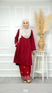 KEBAYA AISY 6.0 - CEY EMBROIDERY CEY CREPE SB LINE | KEBAYA LABUH | KEBAYA RAYA | KEBAYA IRONLESS |MUSLIMAH | CUTTING LOOSE | NURSING
