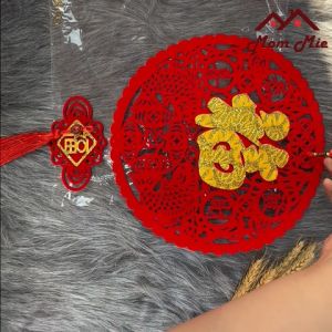 [Loại lớn] Dây treo trang trí tết dây treo may mắn dát nhũ màu vàng - LD023