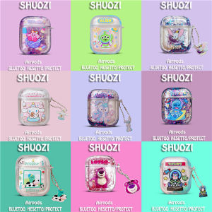 CrashStar Quicksand Sequins Cartoon Hard Transparent AirPods Case For AirPods 1 2 3 AirPods Pro 4 InPods 12 i12 Wireless Bluetooth Headphones Headset Gen 1 2 3 Cute Clear Casing Shockproof Protective Cover Shell Top Seller