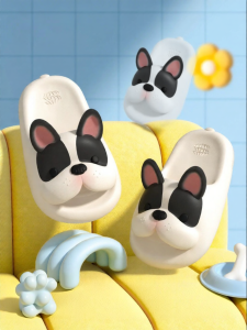 chikoku | Cute French Bulldog Slippers Soft Non-slip Thick Soles