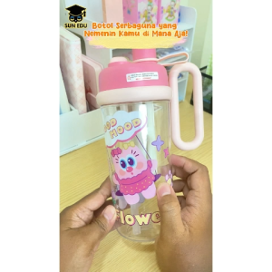 Botol Minum 860ML Gelas Air Plastik Kartun Lucu/ Tumbler Dengan Sedotan Milk Cup Sekolah Anak / Botol Minum Aesthetic Infuser Dan Sedotan