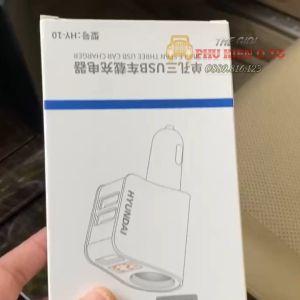 Tẩu sạc HYUNDAI HY10 1 tẩu tròn và 3 USB nhỏ - có đèn led báo điện ap acquy