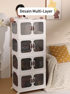 【Arfex】Lemari Plastik Susun Penyimpanan Kotak Penyimpanan Multifungsi Lipat Lemari Mainan Lemari Pakaian Lemari Makanan Ringan Furniture