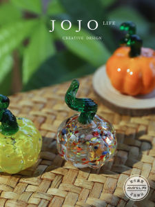 Colorful Pumpkin Glass Ball Ornaments Country Style Home Decorations Jojos L. PD Peoples Desktop Accessories Modern Simplicity
