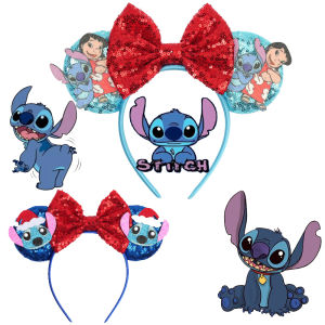 Herocross | 2026 Mickey Mouse Ears Headbands Women Party Hair Accessories Cartoon Lilo Stitch Headband for Girls Kids Sequins Bow Hairband