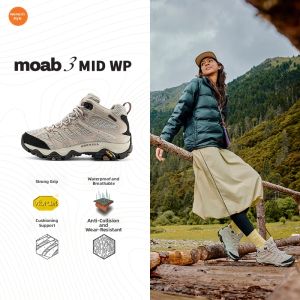 Merrell MOAB3 Hiking Shoes Mens Womens Mid-High Waterproof Slip-Resistant Outdoor Professional Sports Walking Shoes