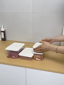 Kotak Wadah Penyimpanan Bahan Makanan Dengan Penanda Waktu Food Container Transparant Kulkas Penyimpanan Makanan Serbaguna BPA FREE Kotak Bekal Plastik BRG