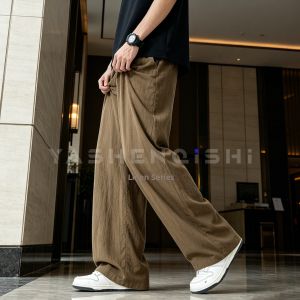 YASHENQISHI | Classic Retro Tencel Linen Wide Leg Loose Straight Pants