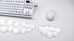 Acrylic Transparent Computer Keyboard Stand with Gel Cloud Keyboard and Mouse Wrist Rest Ergonomic Tilting 3 in 1 Set