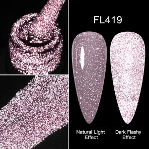 FOUR LILY 7ml Reflective Glitter Gel Nail Polish Shining Sparkling Gorgeous Silver Effect Semi-permanent Gel Nail Art Manicure