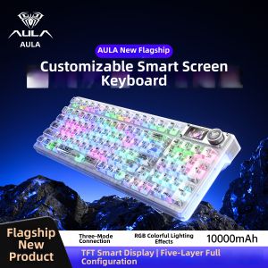 AULA | Customizable Transparent Mechanical Keyboard Three-Mode Hot-Swap Wireless Bluetooth for Gaming
