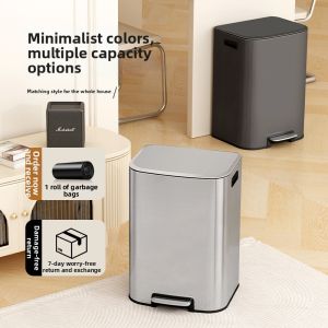 BONINGYU | High Appearance Foot Pedal Luxury Trash Can 60L